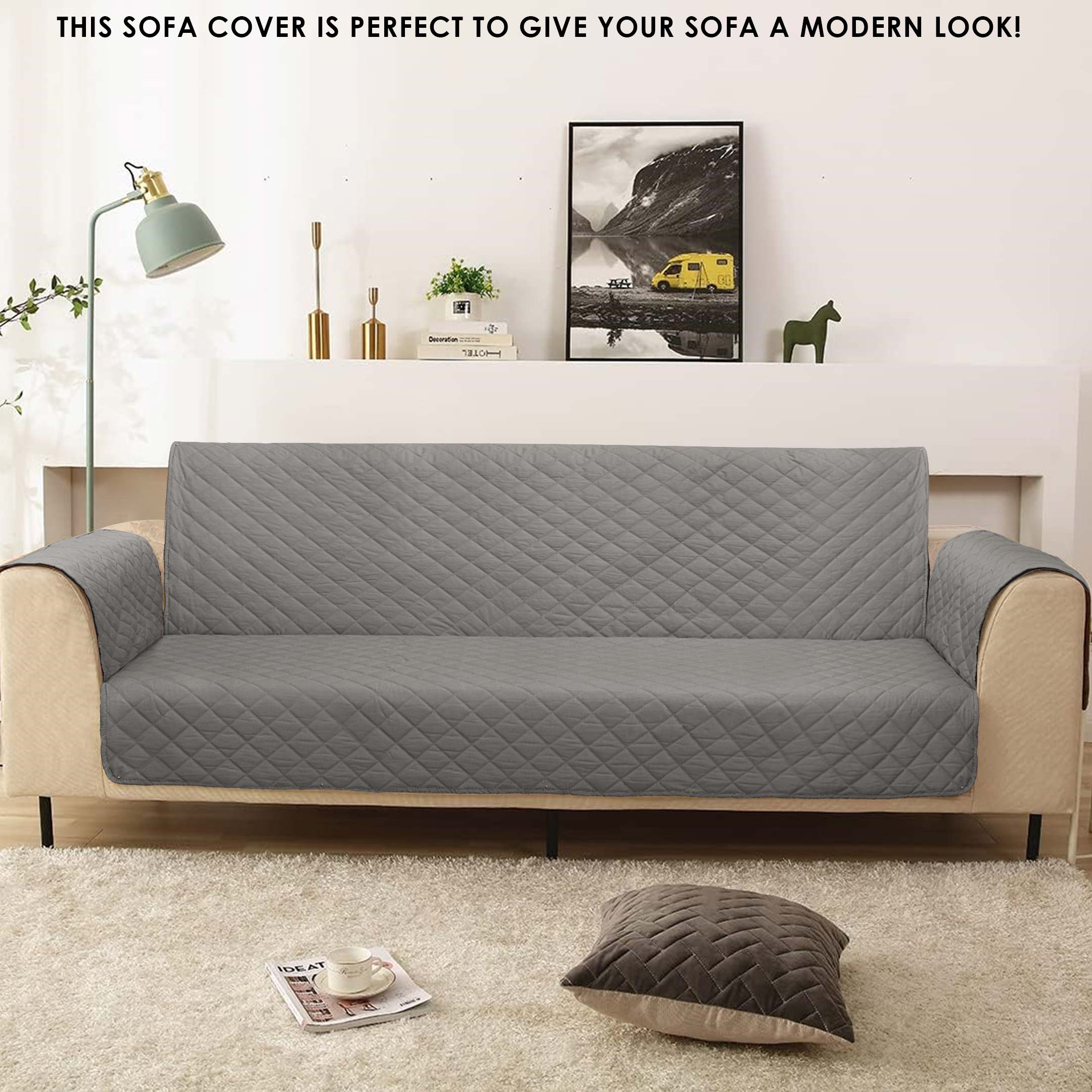 100% Waterproof Quilted Sofa Cover Grey- 11.11 Special