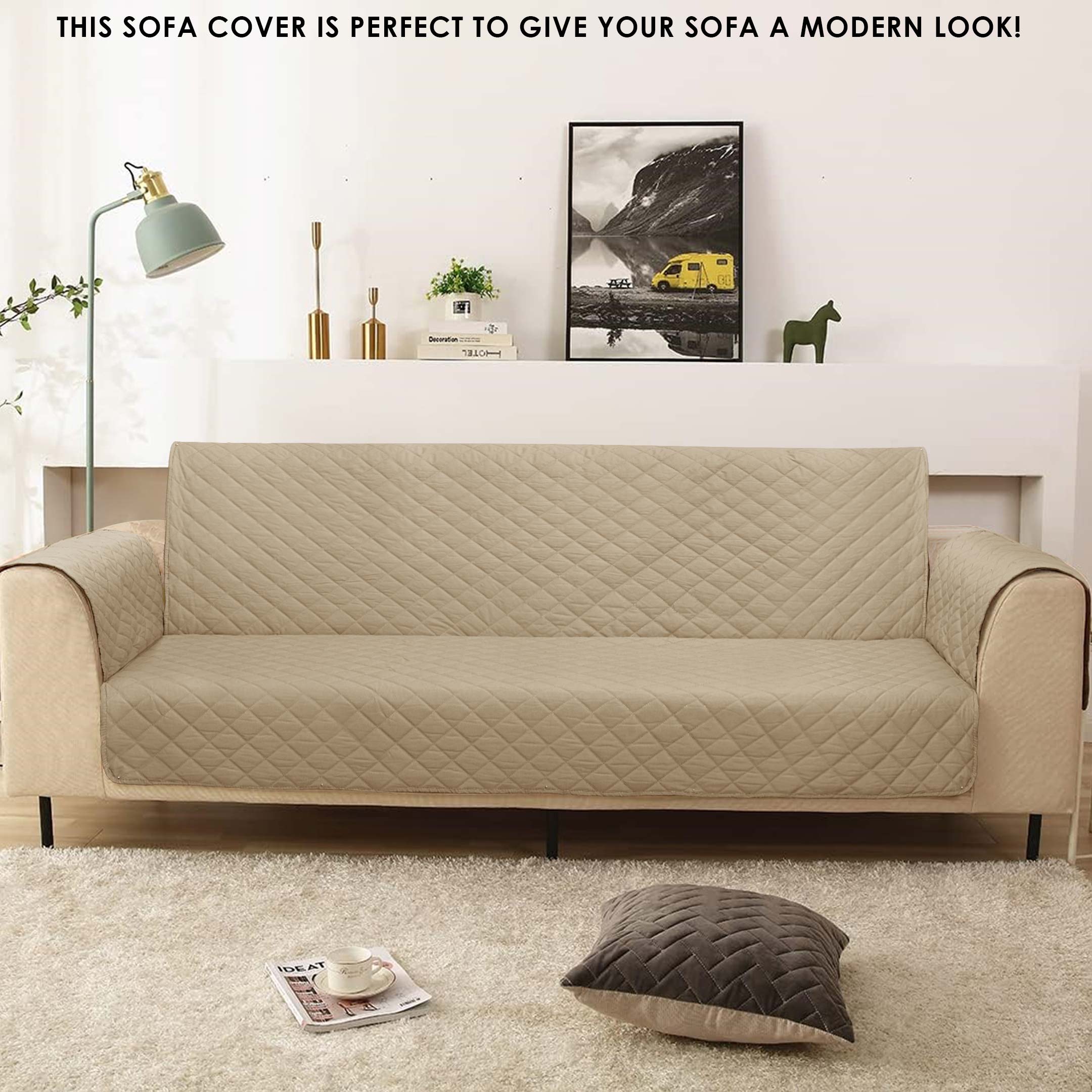 100% Waterproof Quilted Sofa Cover Sand