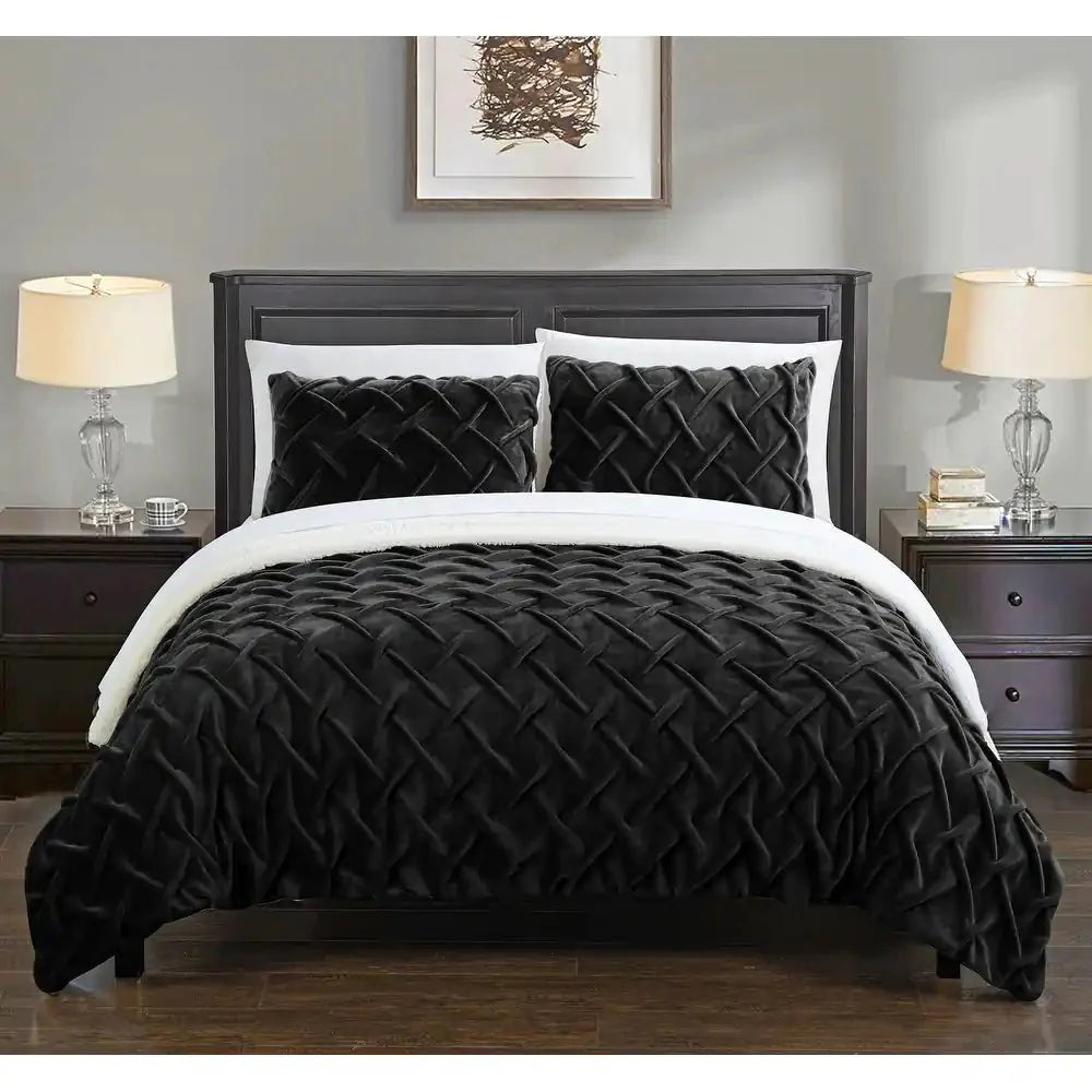 3 Piece Ultra Plush Pinch Pleat Comforter Set - The Thready