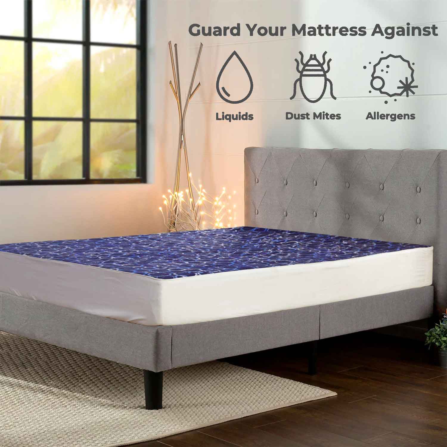 Blue Rings Quilted Mattress Protector Fitted