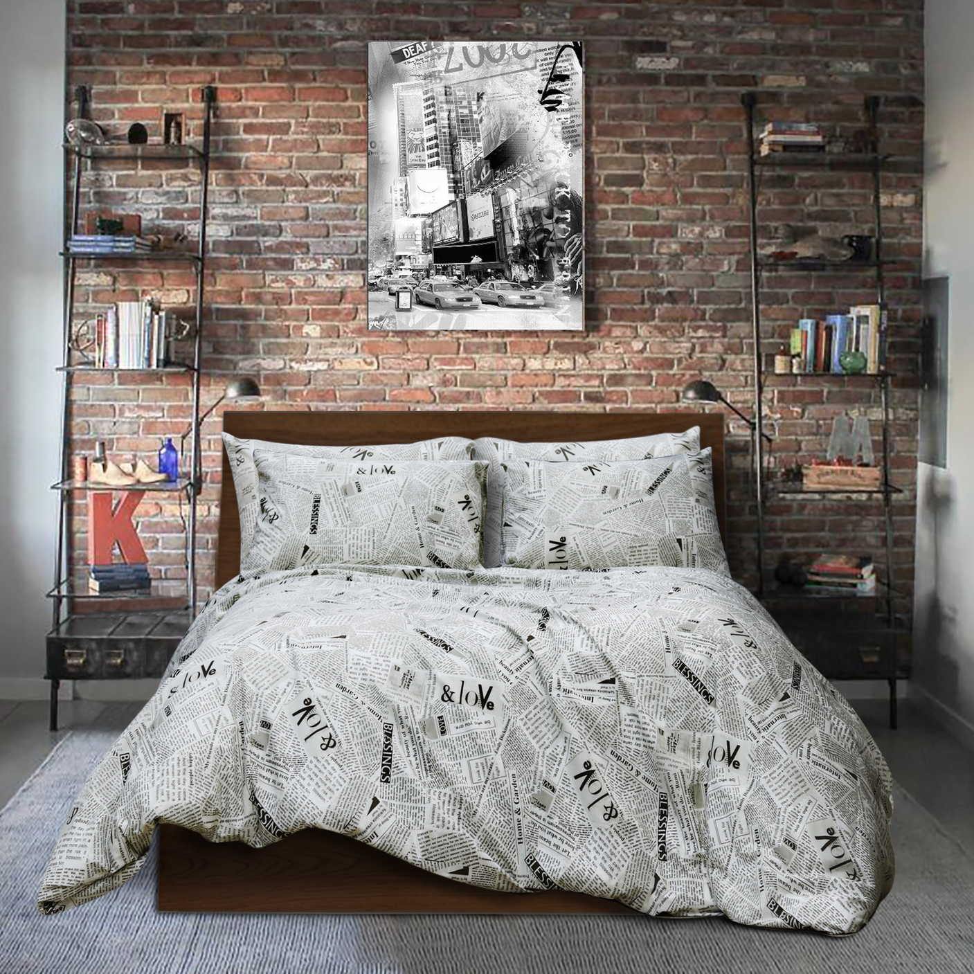 Newspaper Style Pure Cotton Bedsheet