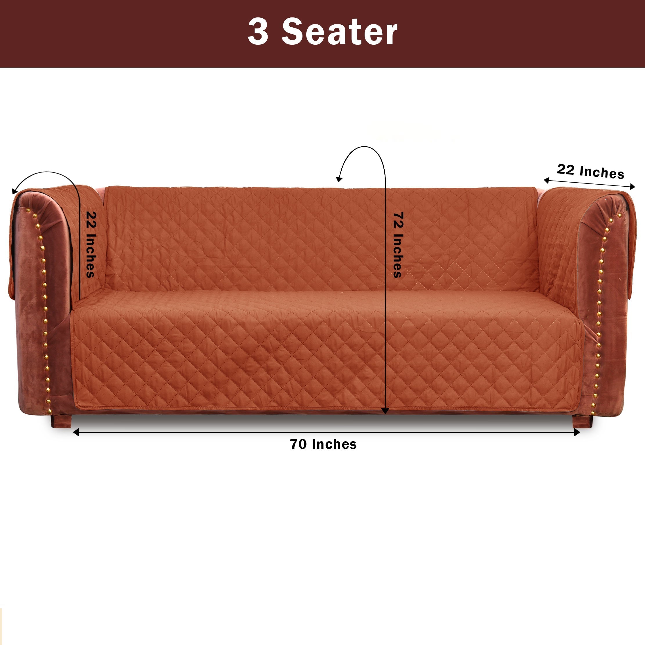 100% Waterproof Quilted Sofa Cover Rust