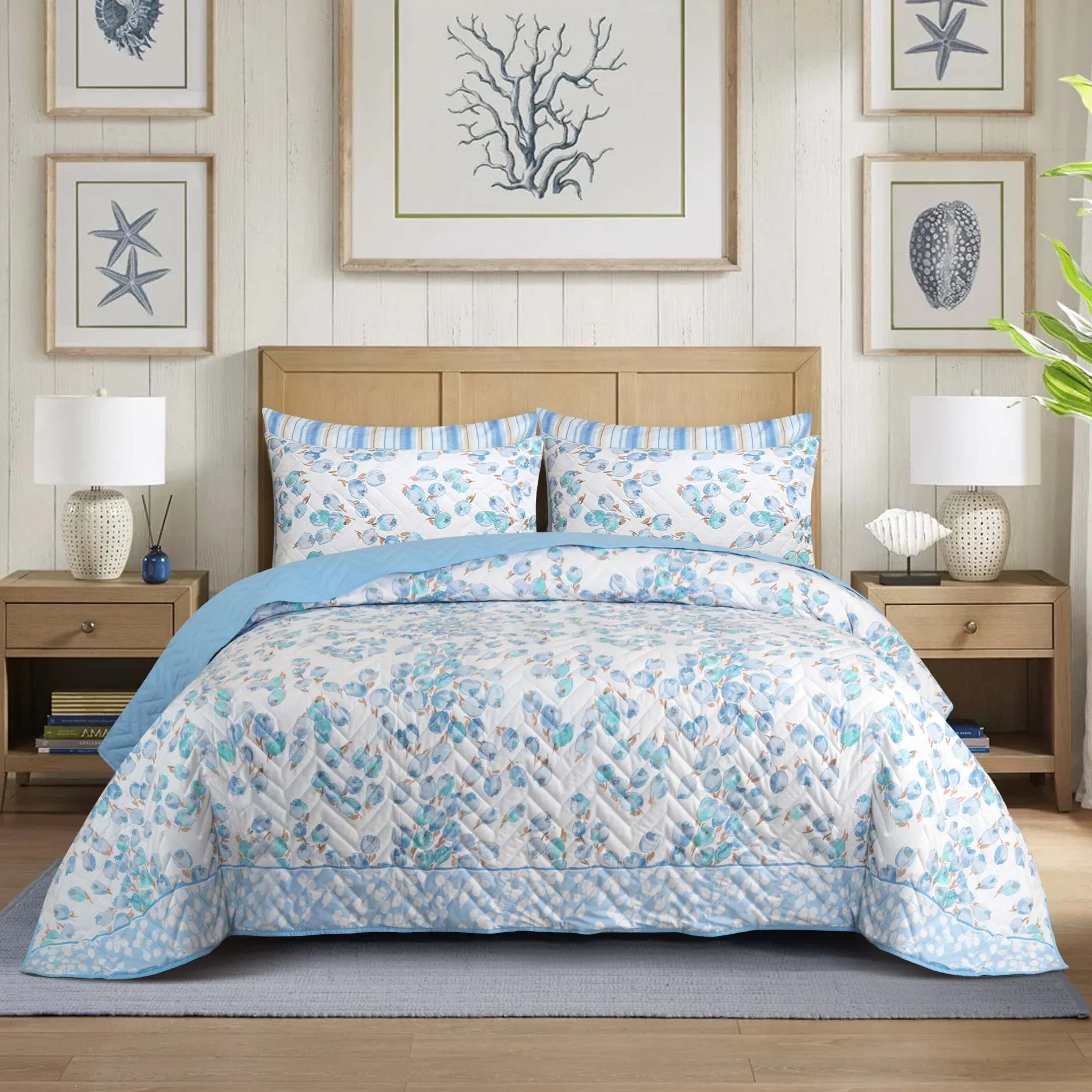 Azure Symphony Bedspread 6 Pcs Set
