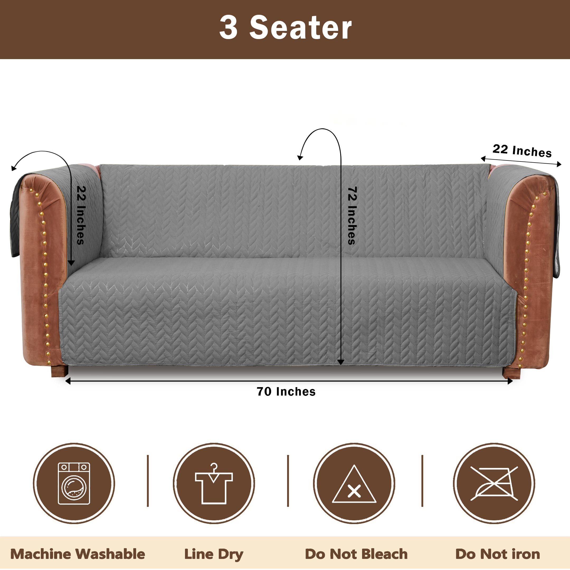 ultrasonic quilted sofa cover set grey