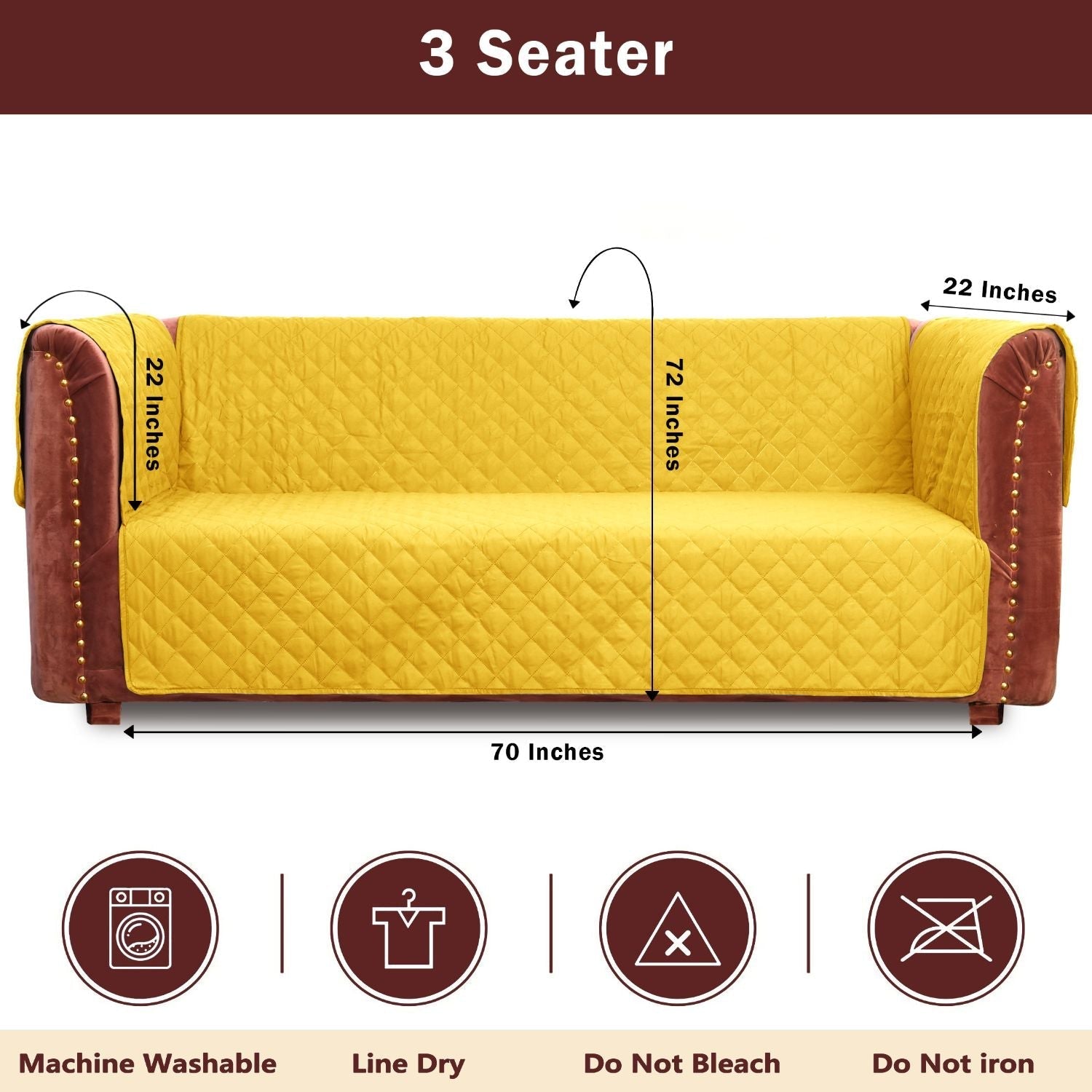 100% Waterproof Quilted Sofa Cover Mustard