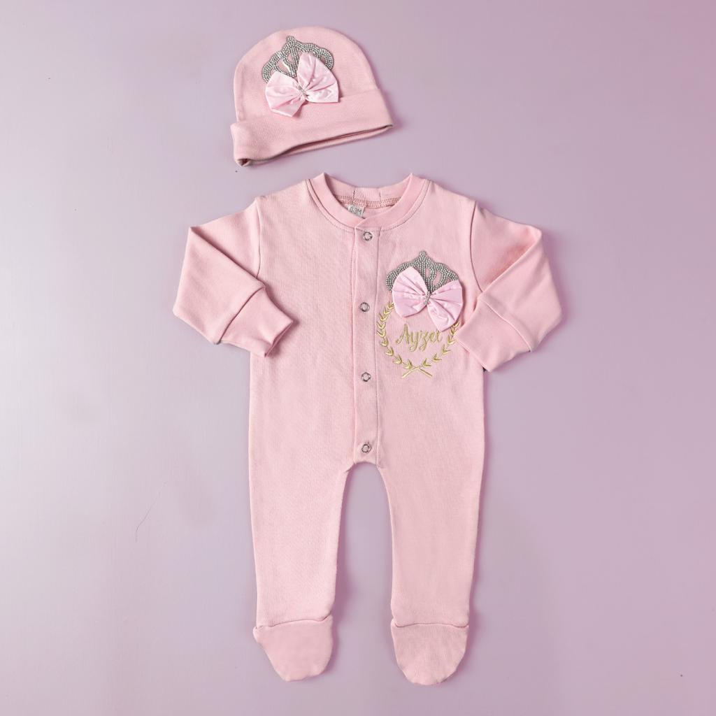 customized name crystal crown baby romper set