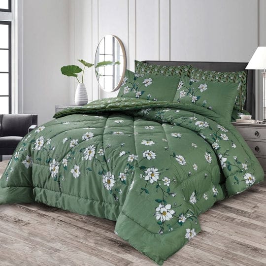 green comforter set A-137