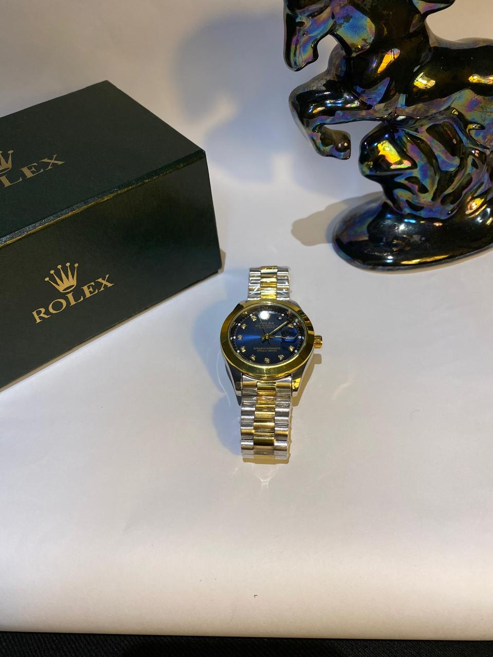 Rolex Oyster Perpetual Date Two-Tone Blue Dial with Diamond Markers