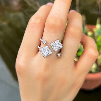 CZ Open Cuff Square Ring