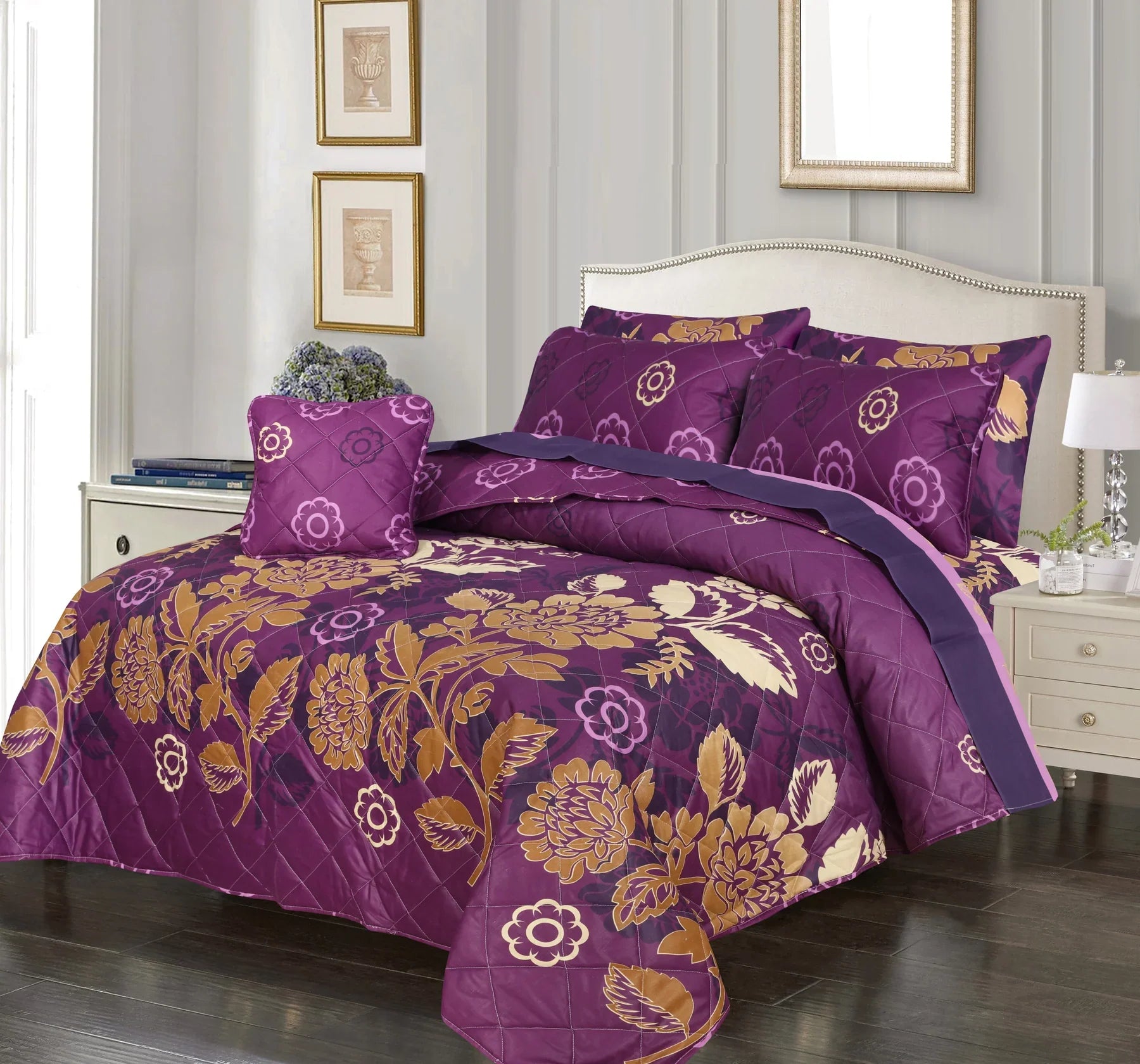 7 Pcs Summer Comforter Set  Purple